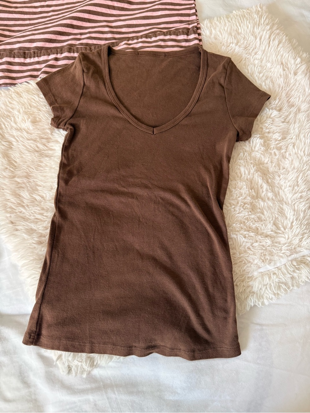 Classic V-Neck Women's Brown Tee